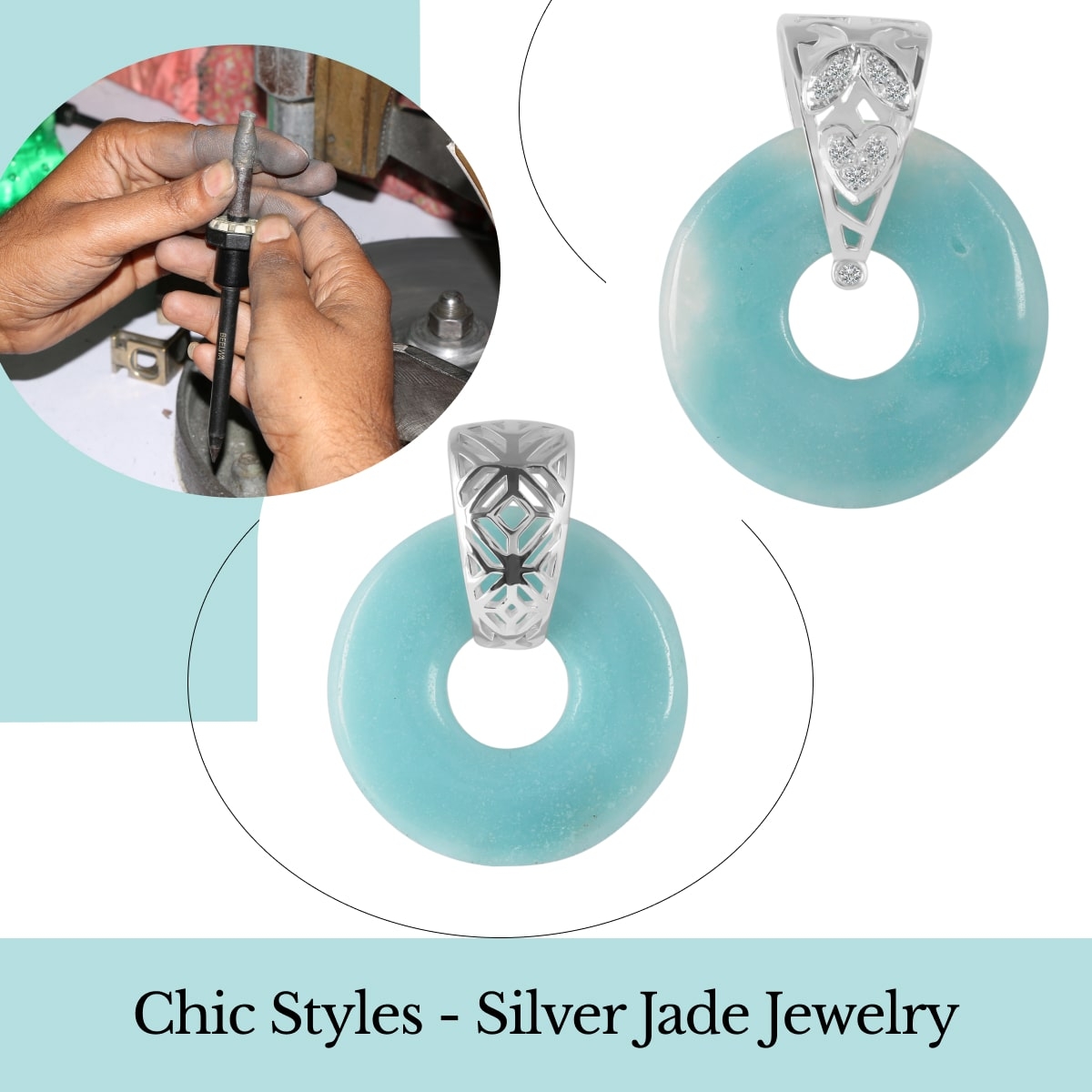 Sterling Silver and Plain Silver Jade Jewelry Sterling Silver and Plain Silver Jade Jewelry